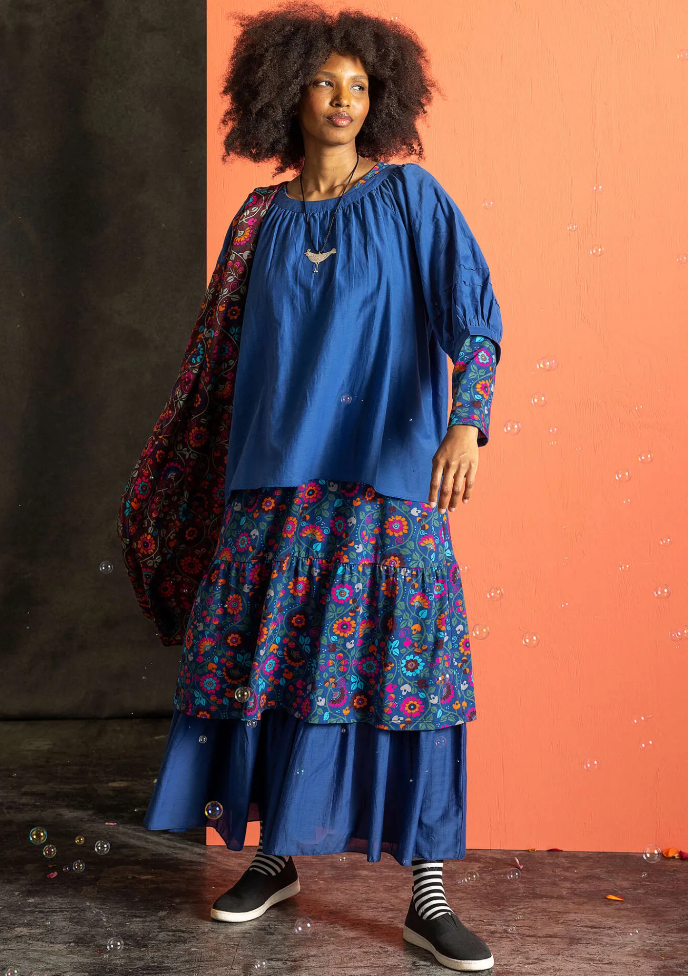 Gudrun Sjödén Blus i bomull/siden Indigoblå Fashion