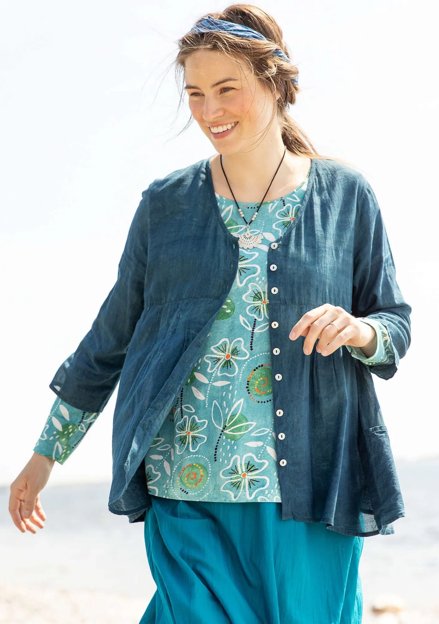 Gudrun Sjödén Blus "Samira" i ekologisk bomull Indigogrön Fashion
