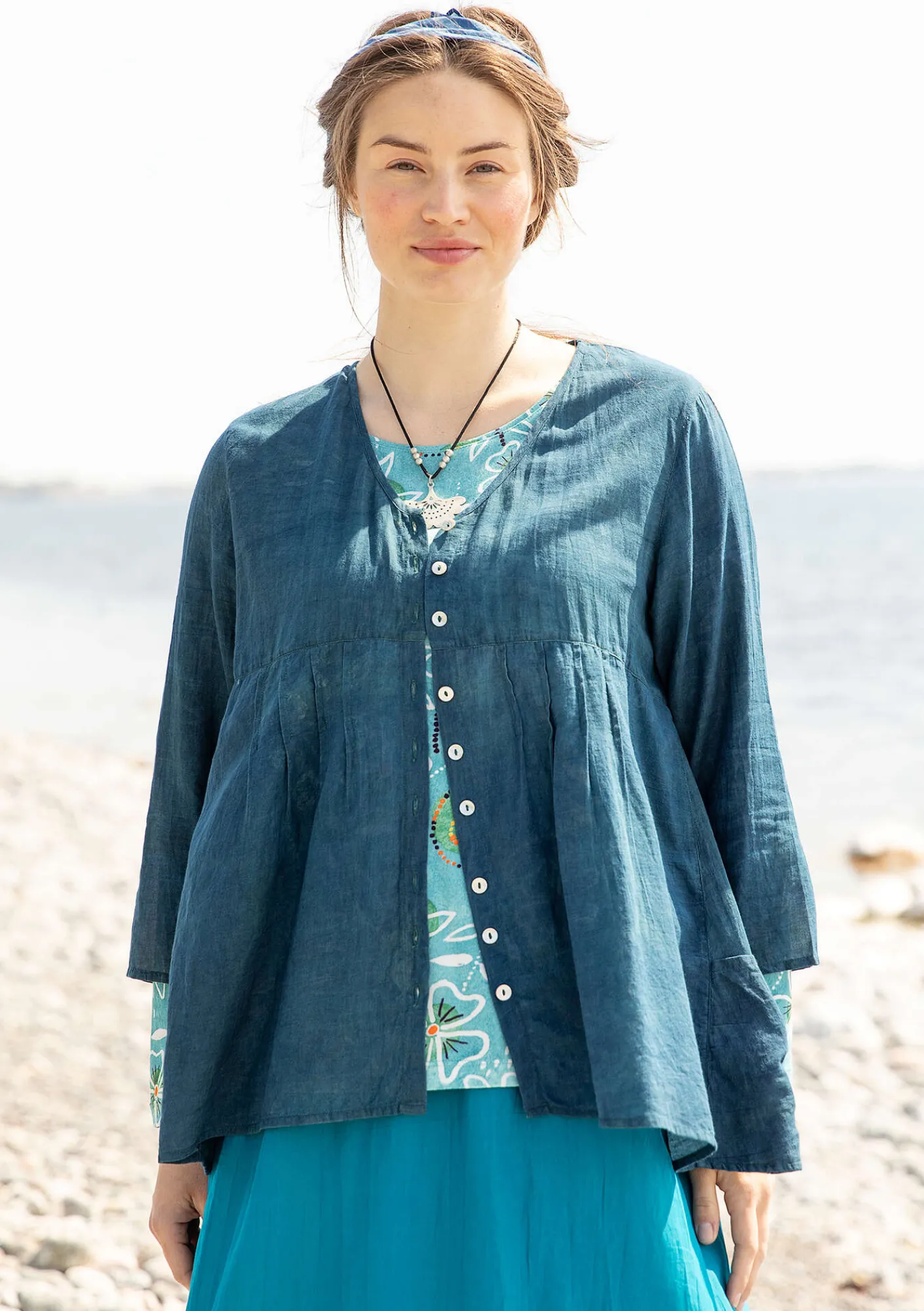 Gudrun Sjödén Blus "Samira" i ekologisk bomull Indigogrön Fashion