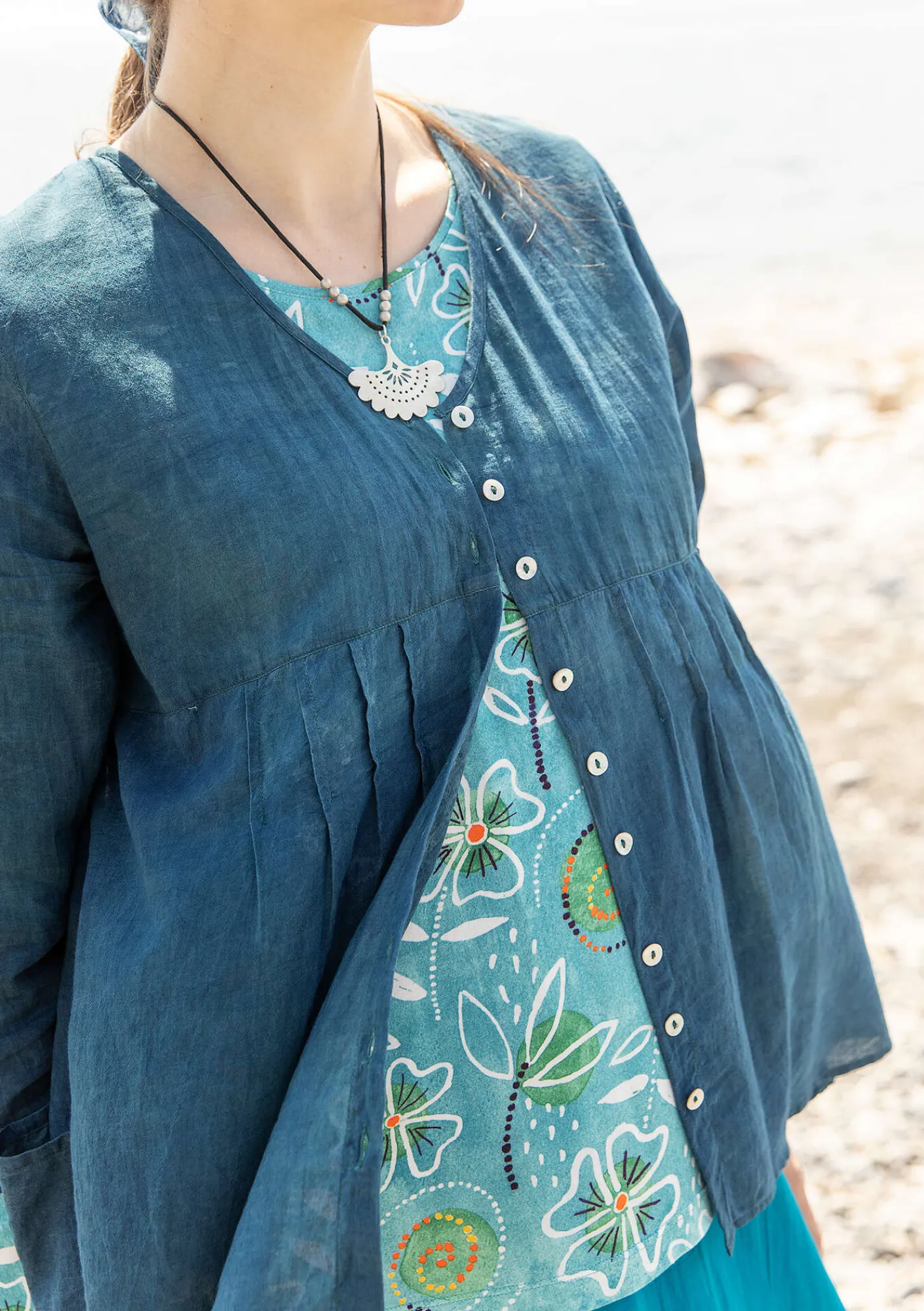Gudrun Sjödén Blus "Samira" i ekologisk bomull Indigogrön Fashion