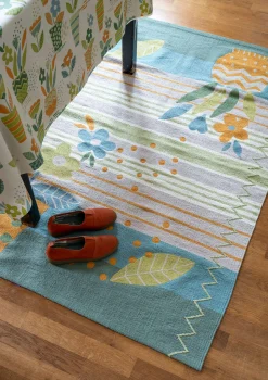 Gudrun Sjödén Broderad matta "Flower bed" i ekologisk bomull Celadon Online