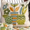 Gudrun Sjödén Broderat kuddfodral "Flower pots" i ekologisk bomull Bladgrönt Fashion