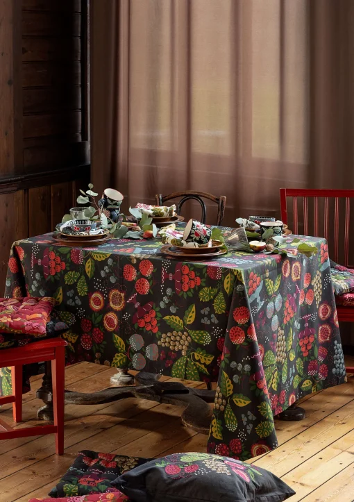 Gudrun Sjödén Duk "Fruits" i ekologisk bomull Mörkaskgrå Fashion