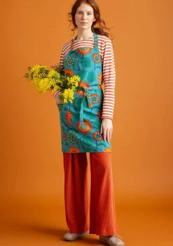 Gudrun Sjödén Förkläde "Sunflower" i ekologisk bomull/ lin Turkos Clearance