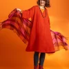 Gudrun Sjödén Garnfärgad sjal "Cleo" i ull Agatröd Online