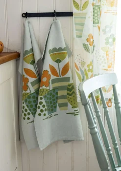 Gudrun Sjödén Kökshandduk "Flower pots" i ekologisk bomull Mint Fashion