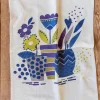 Gudrun Sjödén Kökshandduk "Flower pots" i ekologisk bomull Grålila Fashion