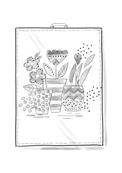 Gudrun Sjödén Kökshandduk "Flower pots" i ekologisk bomull Grålila Fashion