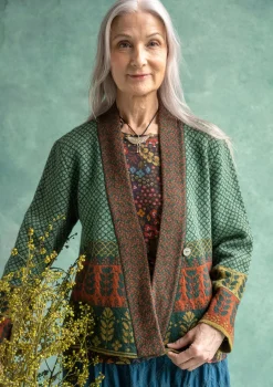Gudrun Sjödén Kofta "Edda" i återvunnen ullmix Mörkpetrol/melange Discount