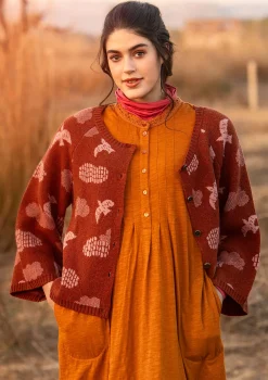 Gudrun Sjödén Kofta "Flyttfågel" i återvunnen ullmix/ återvunnen bomull Rost/melange Fashion