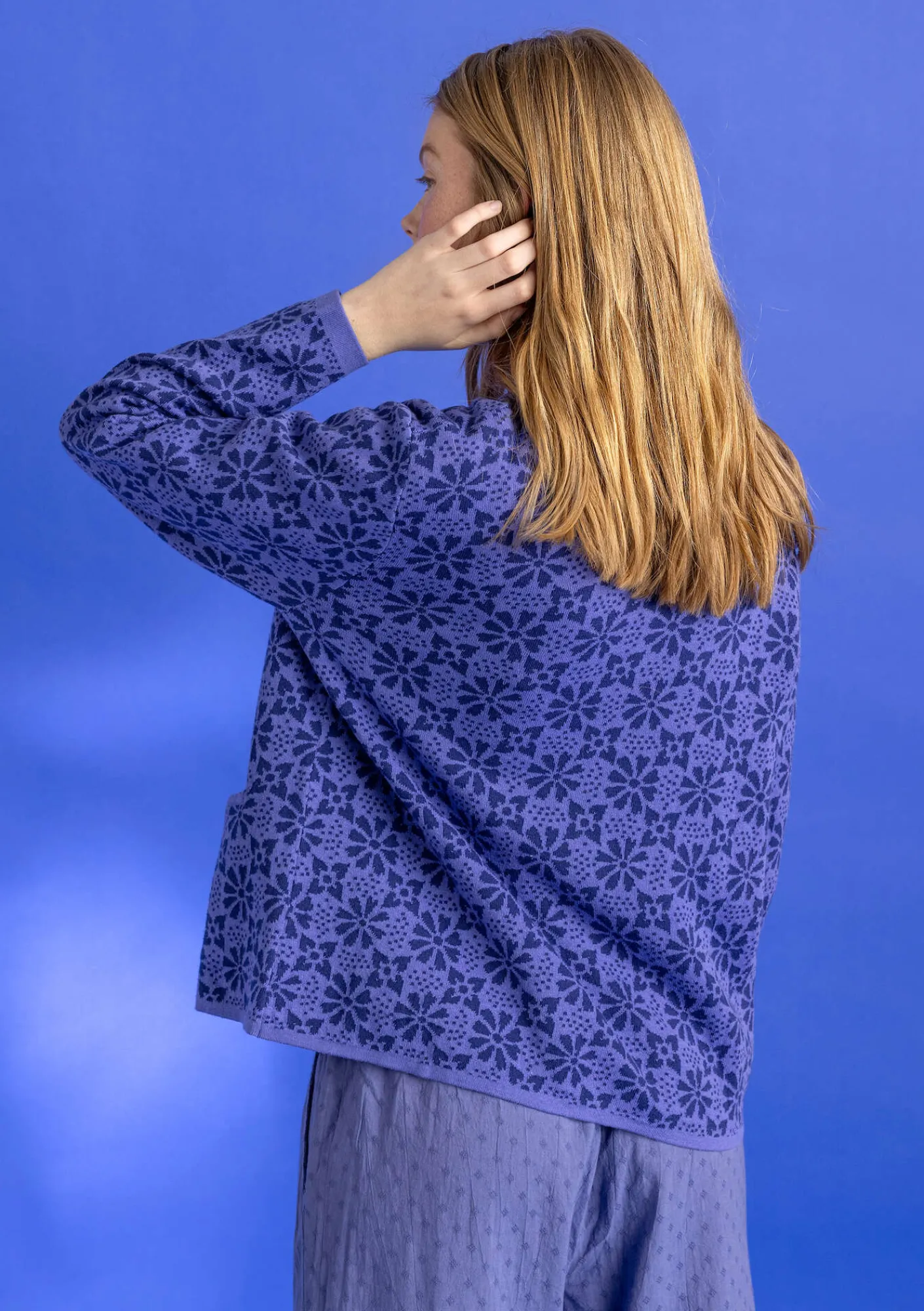 Gudrun Sjödén Kofta "Freja" i ekologisk/återvunnen bomull Himmelsblå Fashion