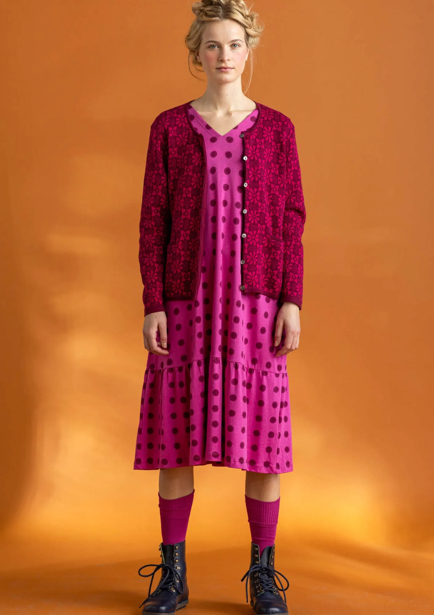 Gudrun Sjödén Kofta "Freja" i ekologisk/återvunnen bomull Purpur Fashion