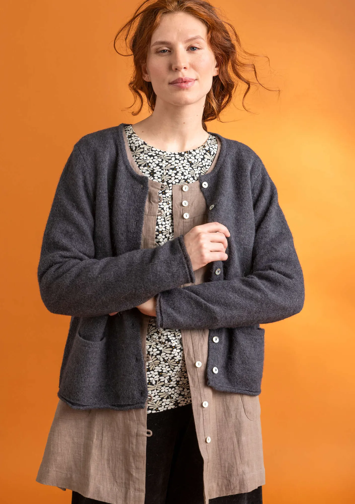 Gudrun Sjödén Kofta i alpackamix Mörkaskgrå/melange Fashion