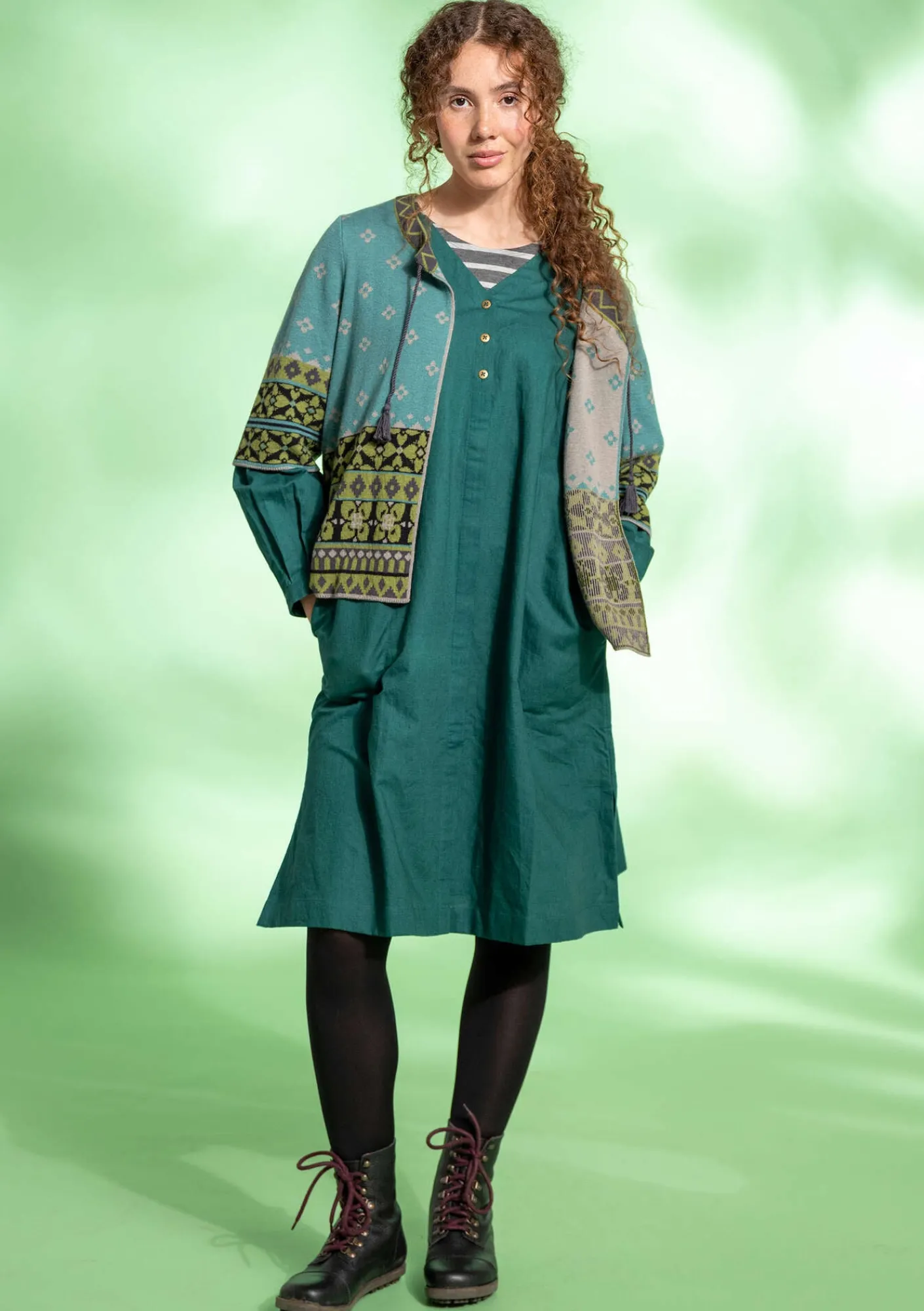 Gudrun Sjödén Kofta "Noon" i ull/lyocell Malört Fashion