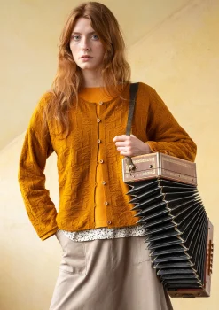 Gudrun Sjödén Kofta "Nova" i lammull Senap/melange New