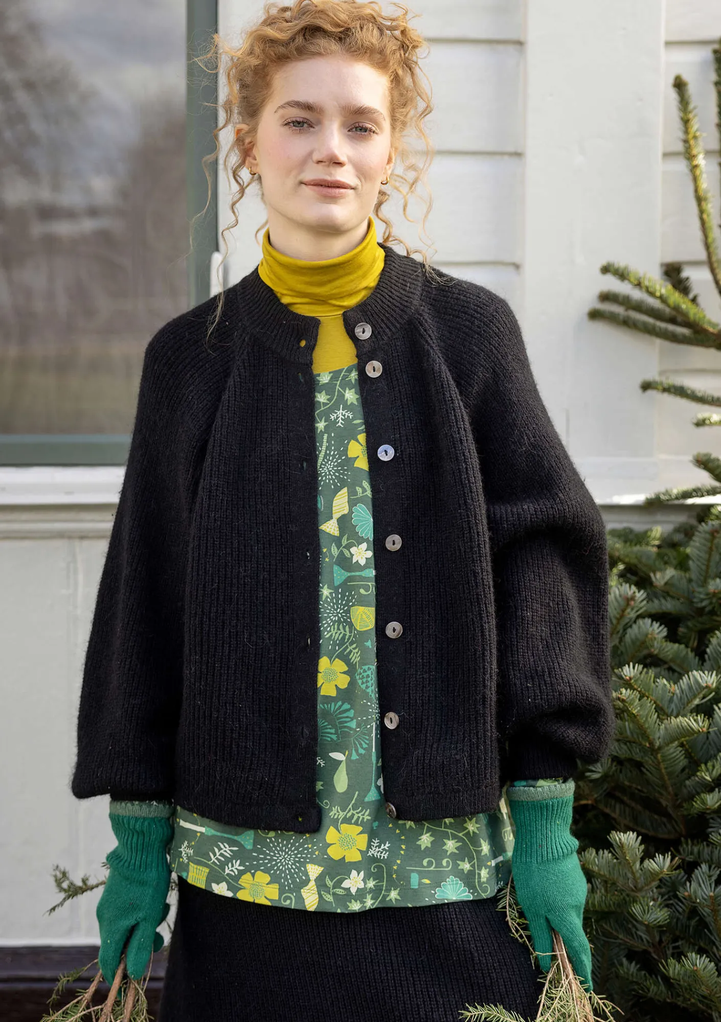 Gudrun Sjödén Kofta "Vinternatt" i alpackamix Svart Discount
