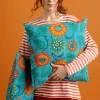 Gudrun Sjödén Kuddfodral "Sunflower" i ekologisk bomull/lin Turkos Sale