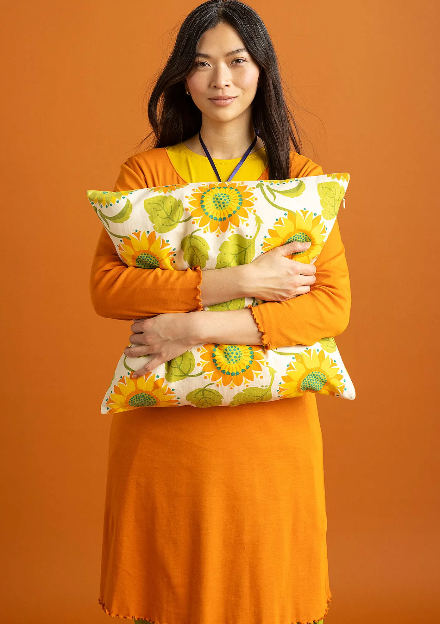 Gudrun Sjödén Kuddfodral "Sunflower" i ekologisk bomull/lin Ljussand Discount