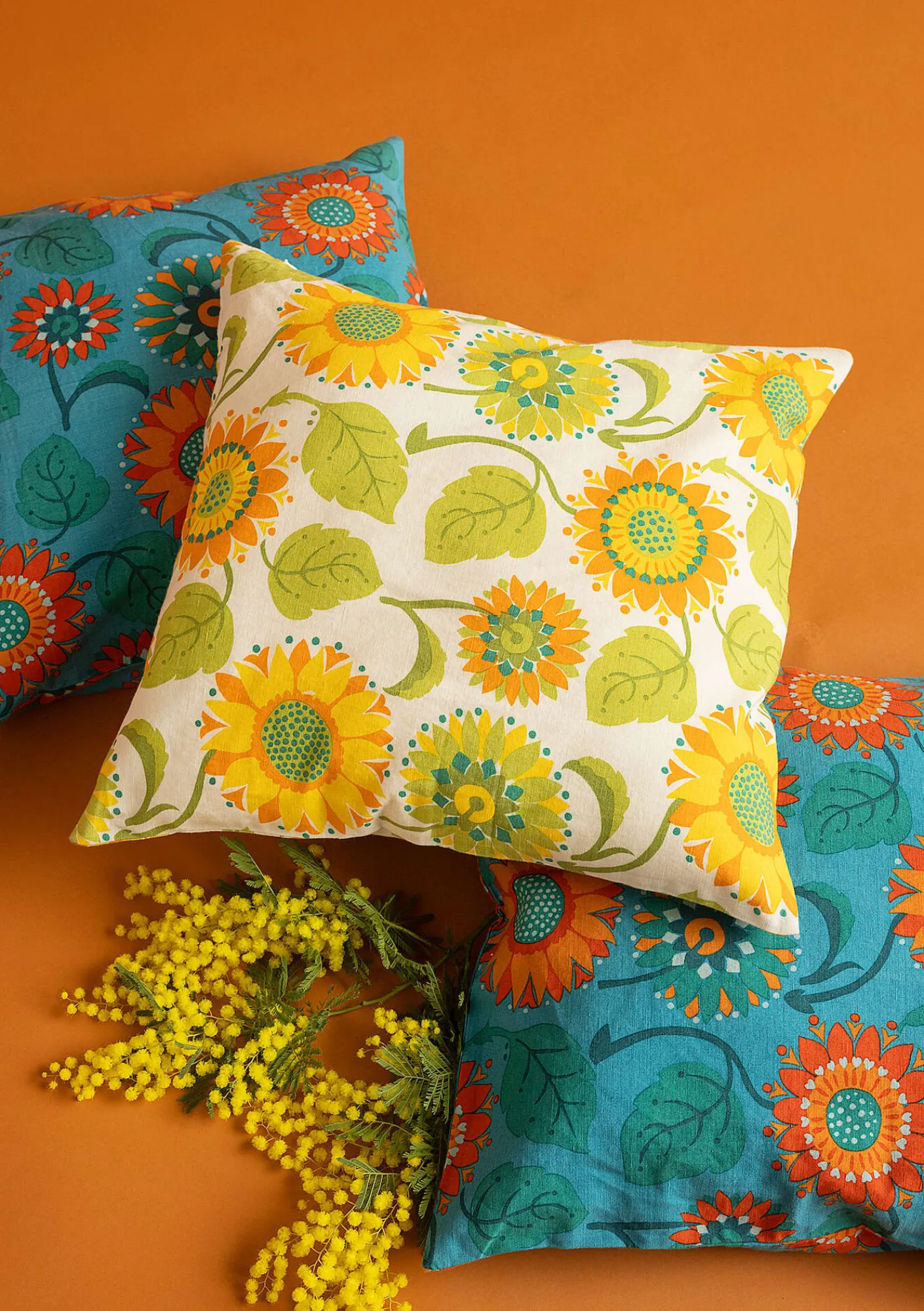 Gudrun Sjödén Kuddfodral "Sunflower" i ekologisk bomull/lin Ljussand Discount
