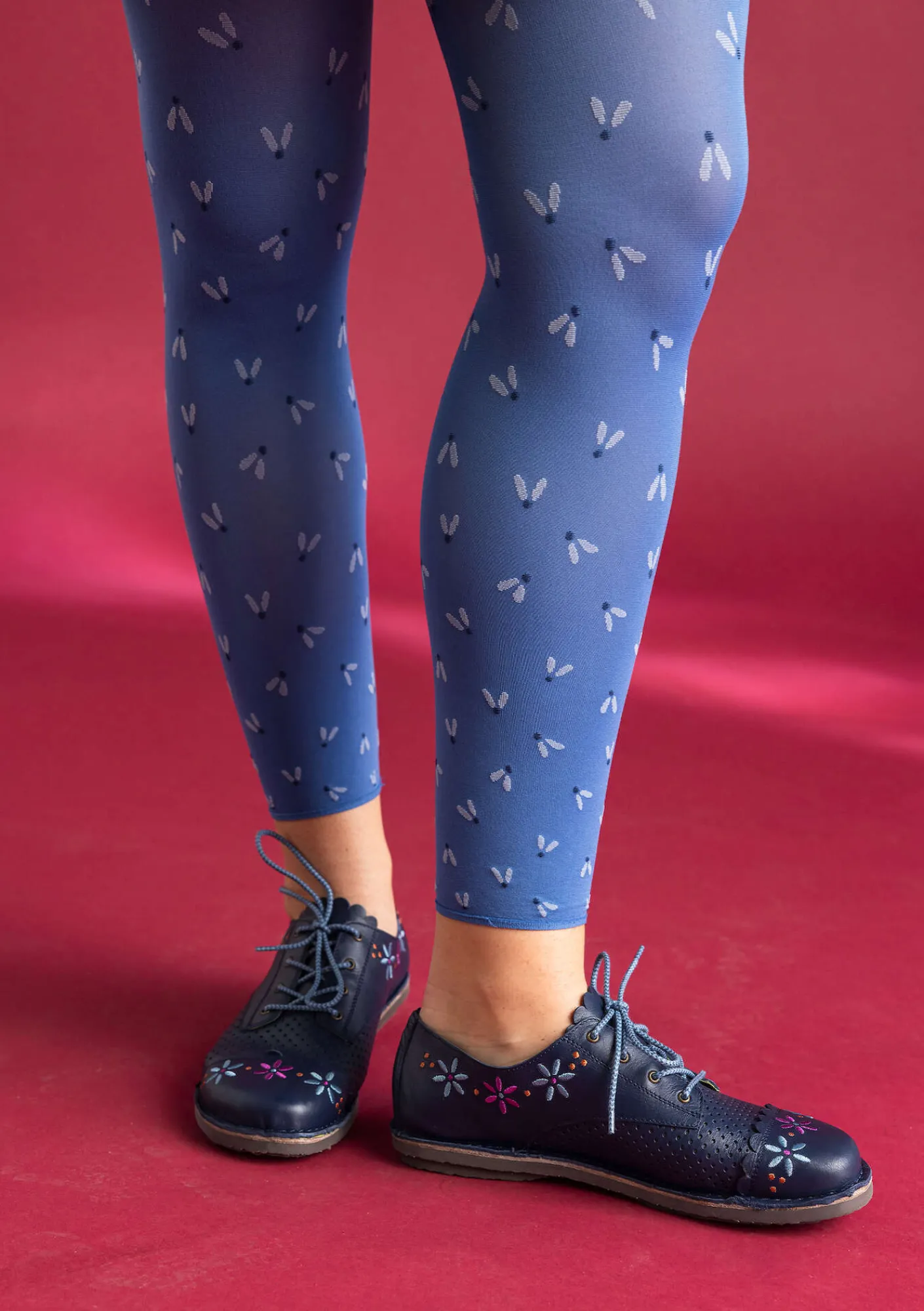 Gudrun Sjödén Leggings "Fjät" i återvunnen polyamid Linblå Fashion