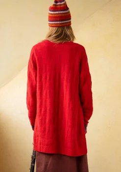 Gudrun Sjödén Långkofta "Capella" i lammull Tomat/melange Sale