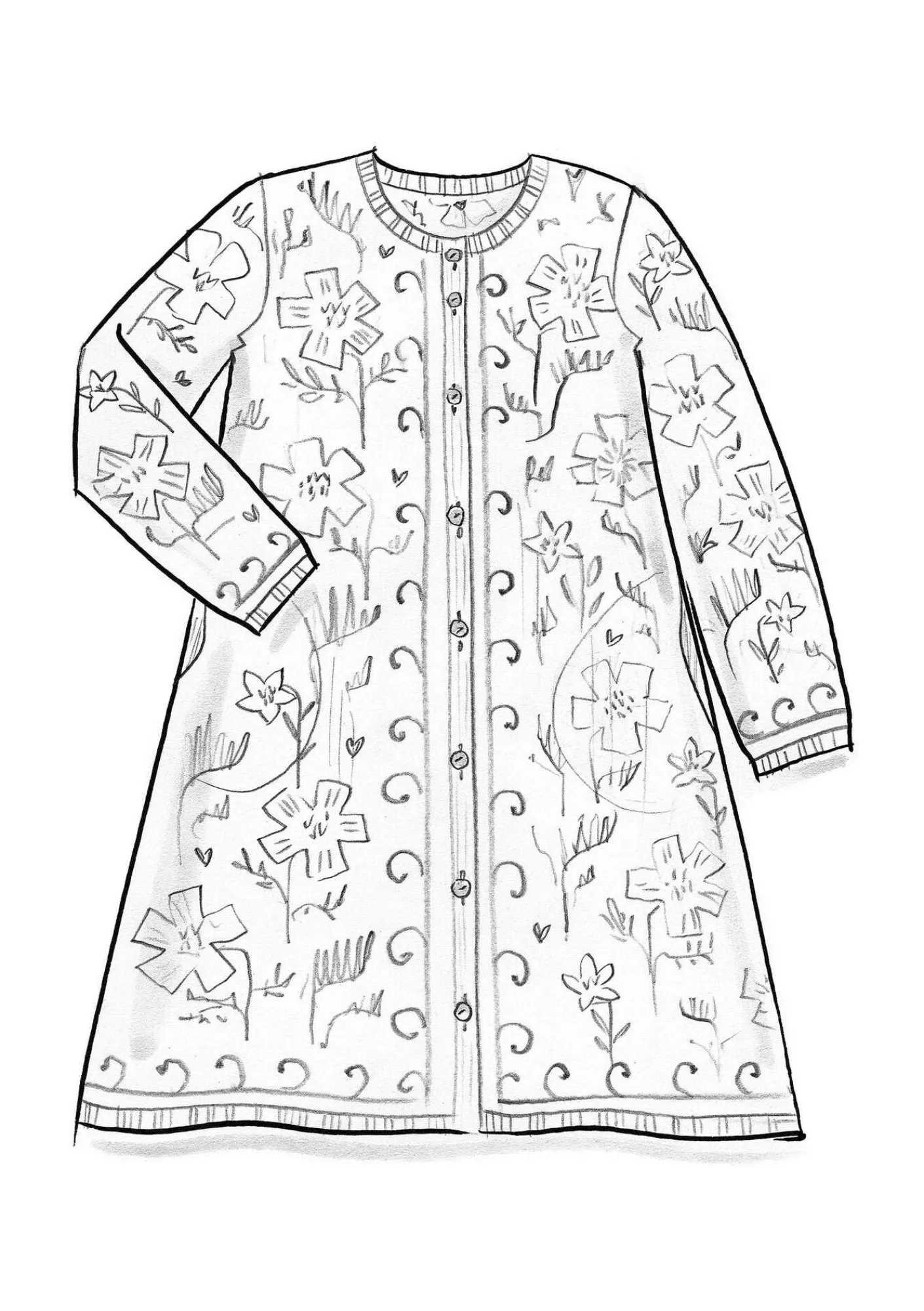 Gudrun Sjödén Långkofta "Gnistra" i alpackamix/ekologisk och återvunnen bomull Aubergine Fashion