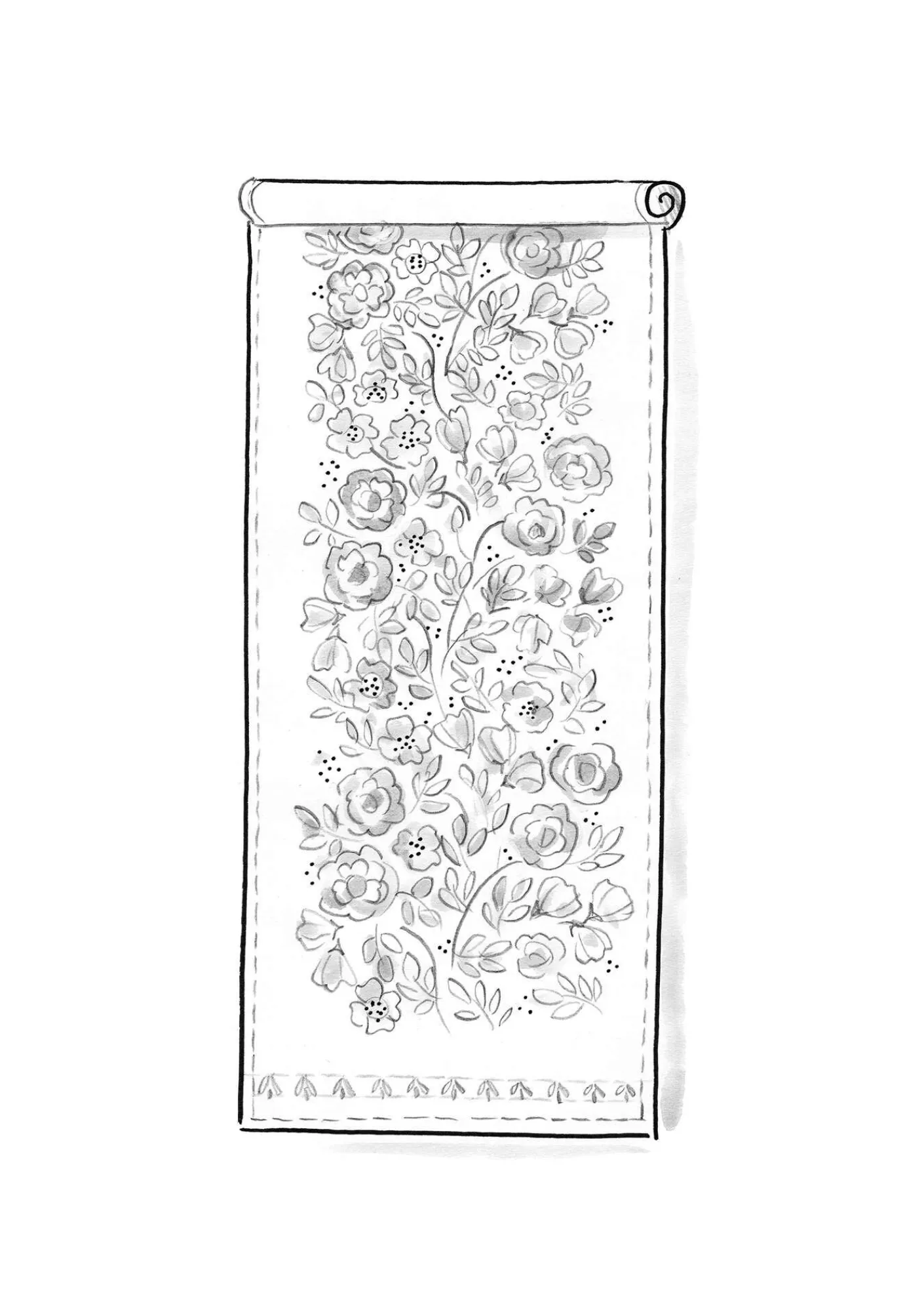 Gudrun Sjödén Löpare "Wild rose" i lin/bomull Henna Clearance
