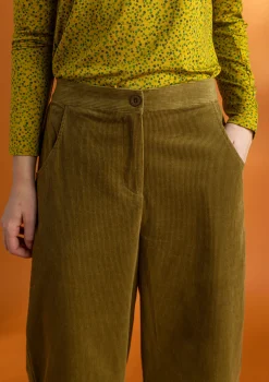Gudrun Sjödén Manchesterbyxa i ekologisk bomull/elastan Mörkoliv Fashion