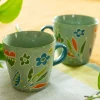 Gudrun Sjödén Mugg "Flower pots" i keramik Äppelgrön Best