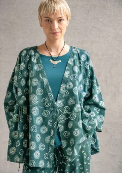 Gudrun Sjödén Omlottblus "Clay" i ekologisk bomull Indigogrön Fashion
