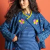 Gudrun Sjödén Omlottkofta "Viktoria" i lammull/bomull Indigo Online