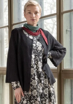 Gudrun Sjödén Pointellekofta "Blomstra" i filtad ull Svart Fashion