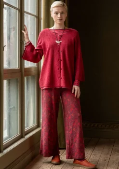 Gudrun Sjödén Pointellekofta "Blomstra" i filtad ull Tranbär Outlet