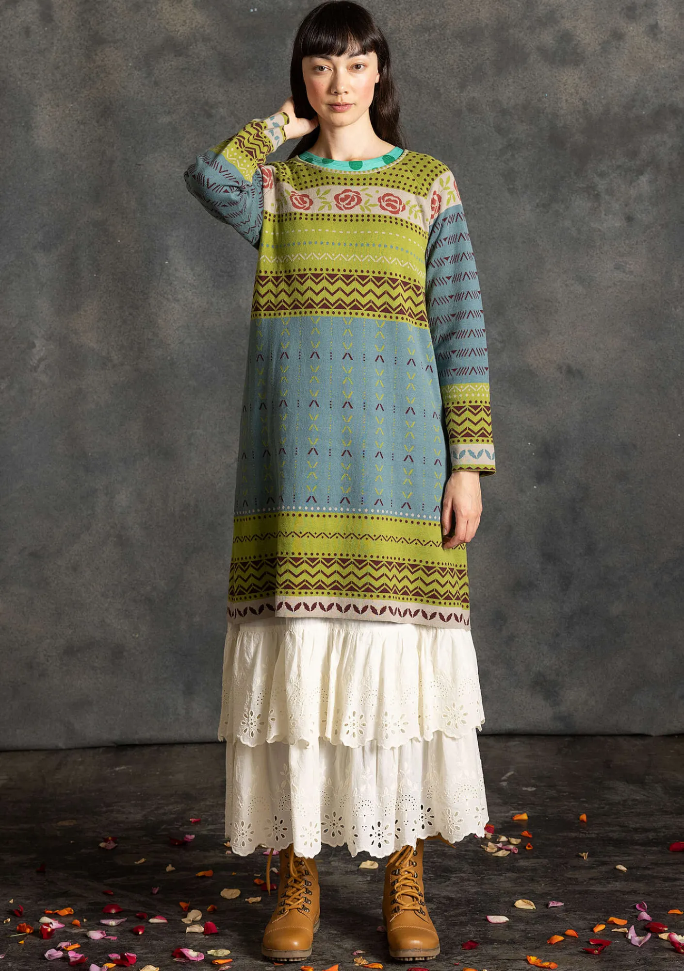 Gudrun Sjödén Stickad klänning "Kajsa" i ekologisk/återvunnen bomull Teatree Fashion