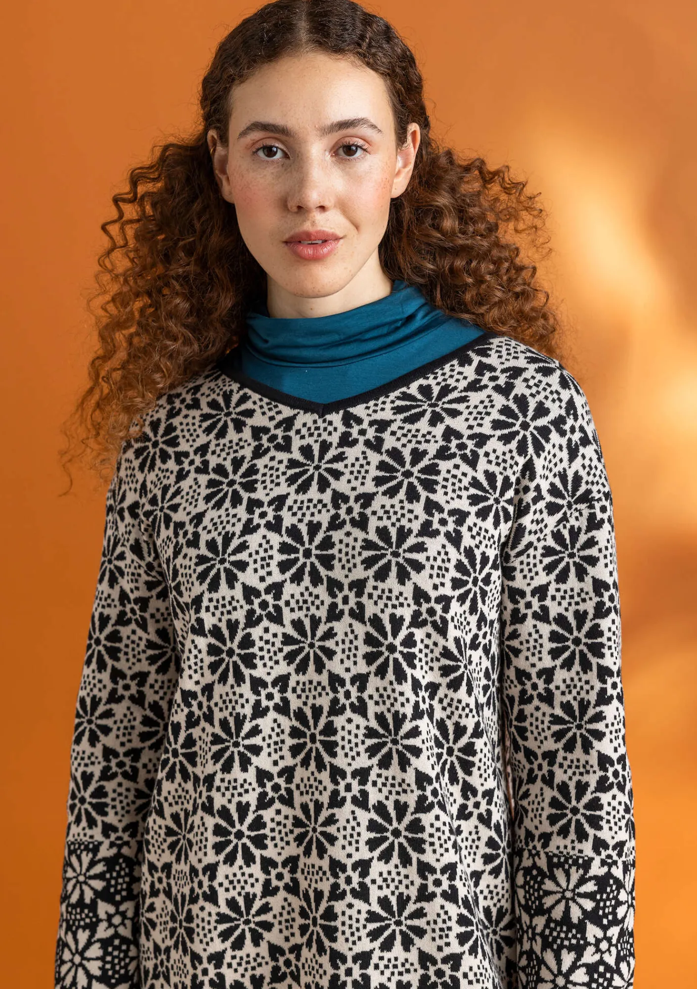 Gudrun Sjödén Stickad tunika "Freja" i ekologisk/återvunnen bomull Fjäder Sale