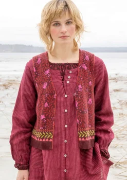 Gudrun Sjödén Stickad väst "Aurora" i ekologisk och återvunnen bomull/ull Aubergine Online