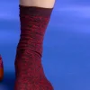 Gudrun Sjödén Strumpa "Freja" i ekologisk bomull Aubergine Fashion