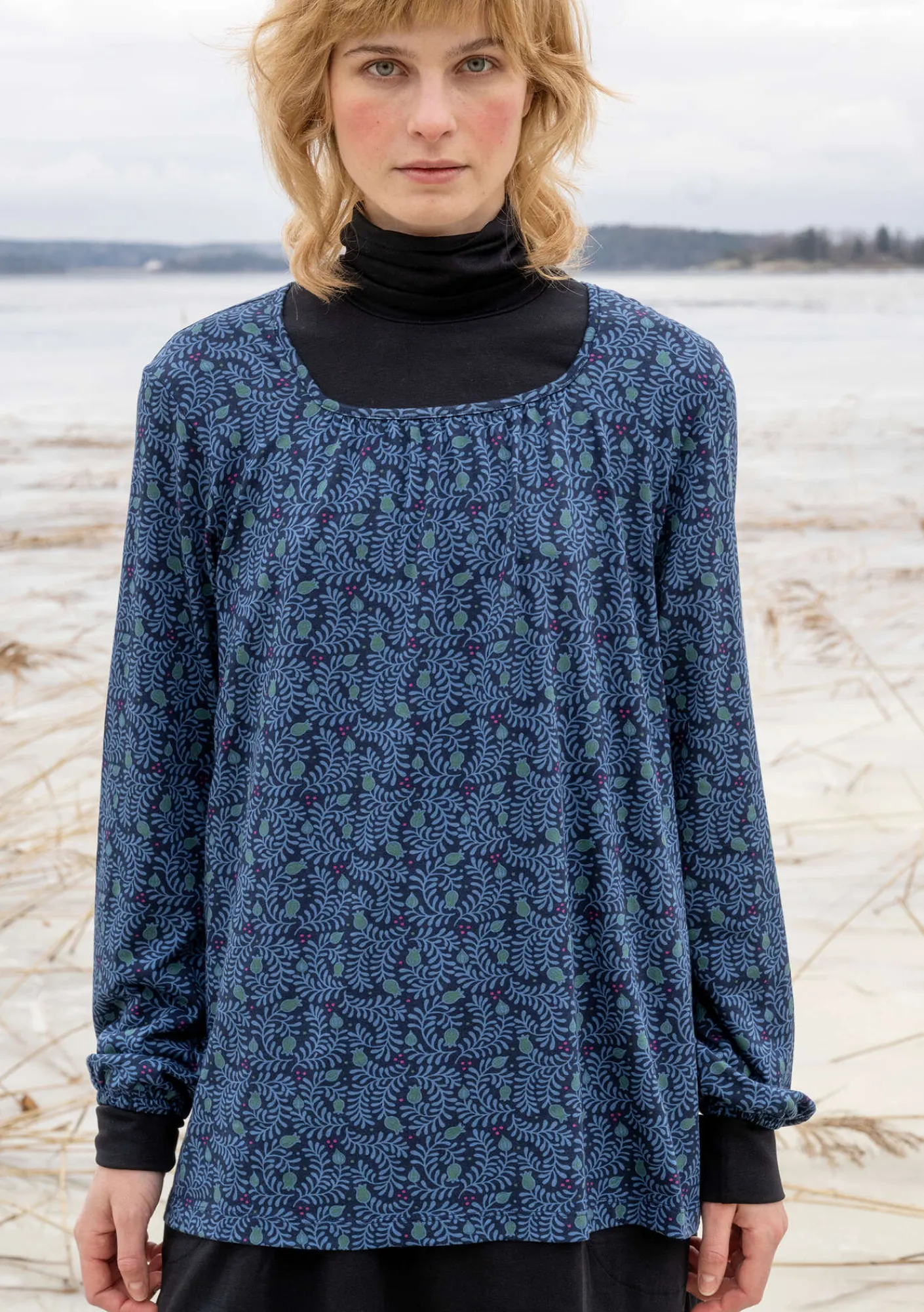 Gudrun Sjödén Top "Aurora" i ekologisk bomull/modal/elastan Bläck Discount