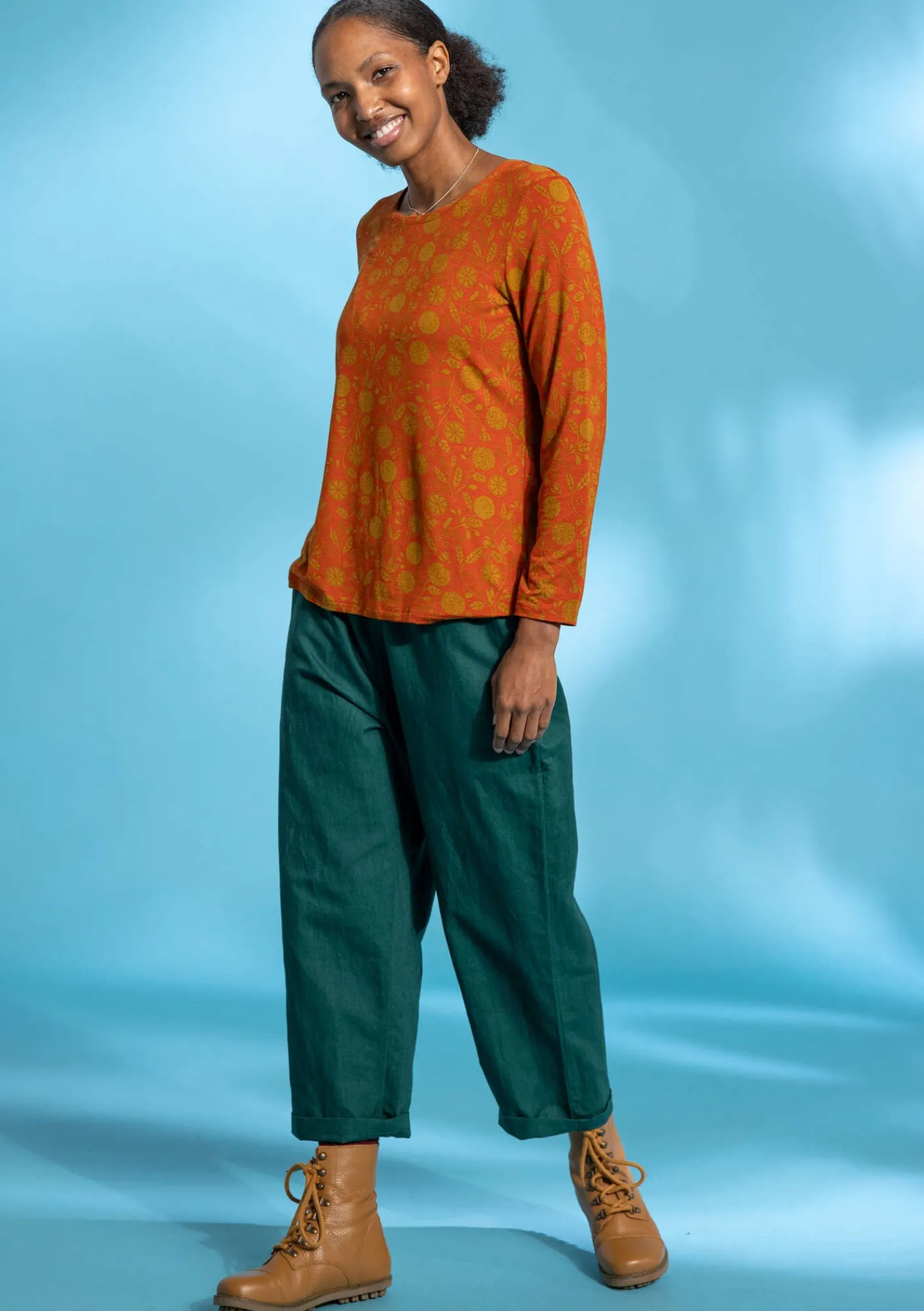 Gudrun Sjödén Top "Pomerans" i modal/elastan Brändorange Hot