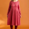 Gudrun Sjödén Trikåklänning "Helga" i lyocell/elastan Korall/mönstrad Best