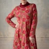Gudrun Sjödén Trikåklänning "Höstanemone" i ekologisk bomull/modal Korall Fashion