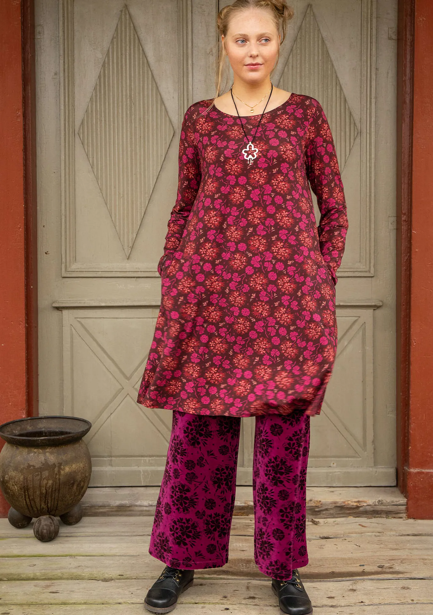 Gudrun Sjödén Trikåklänning "Pelargon" i lyocell/elastan Aubergine Sale