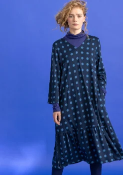 Gudrun Sjödén Trikåklänning "Tyra" i ekologisk bomull/modal Mörkindigo/mönstrad Online