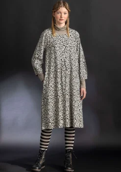 Gudrun Sjödén Trikåklänning "Ylva" i ekologisk bomull/elastan Svart/mönstrad Hot