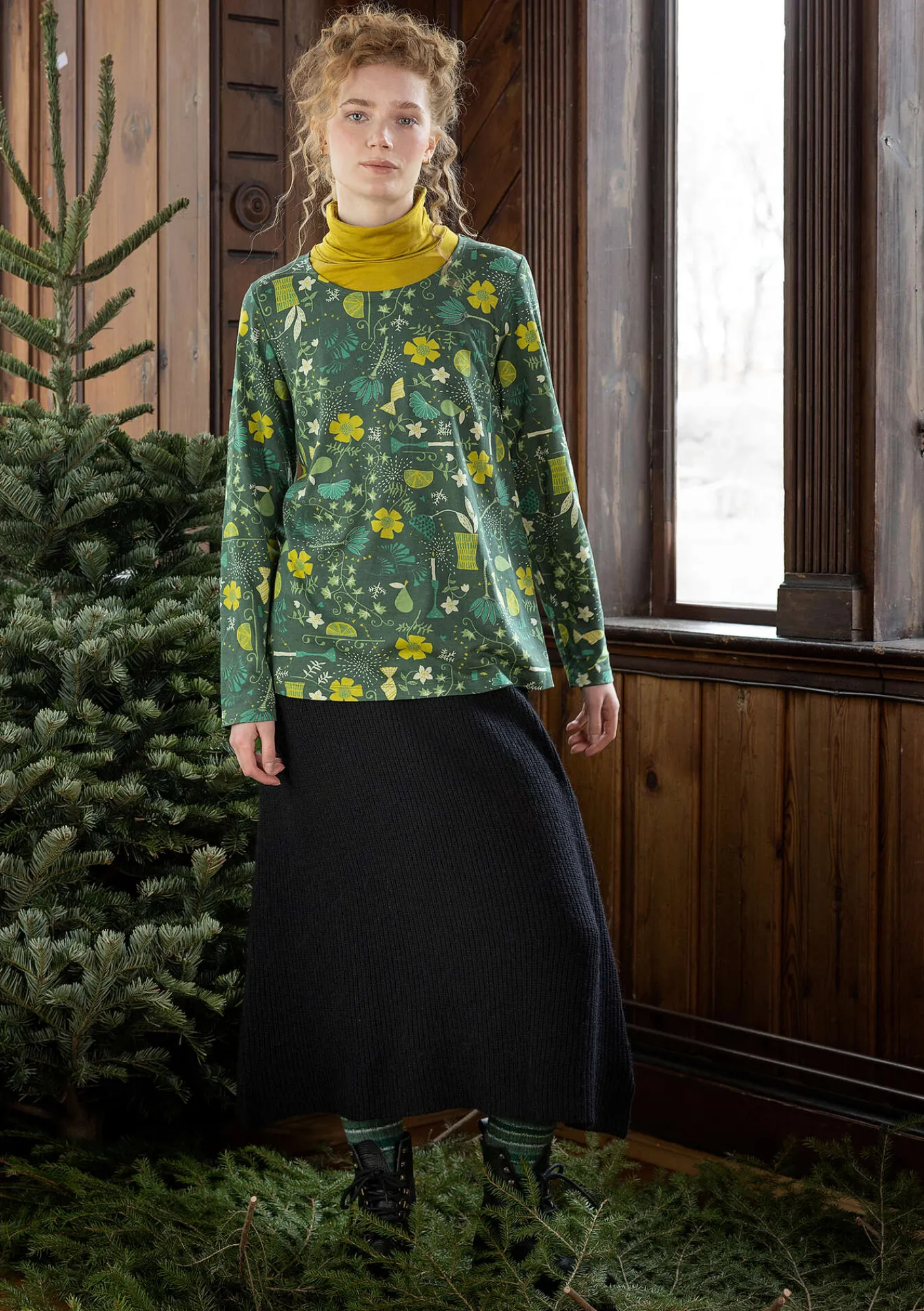 Gudrun Sjödén Trikåtop "Fyrverkeri" i ekologisk bomull/modal Mörkgrön Fashion