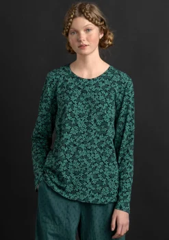 Gudrun Sjödén Trikåtop "Ylva" i ekologisk bomull/elastan Malakit/mönstrad Fashion
