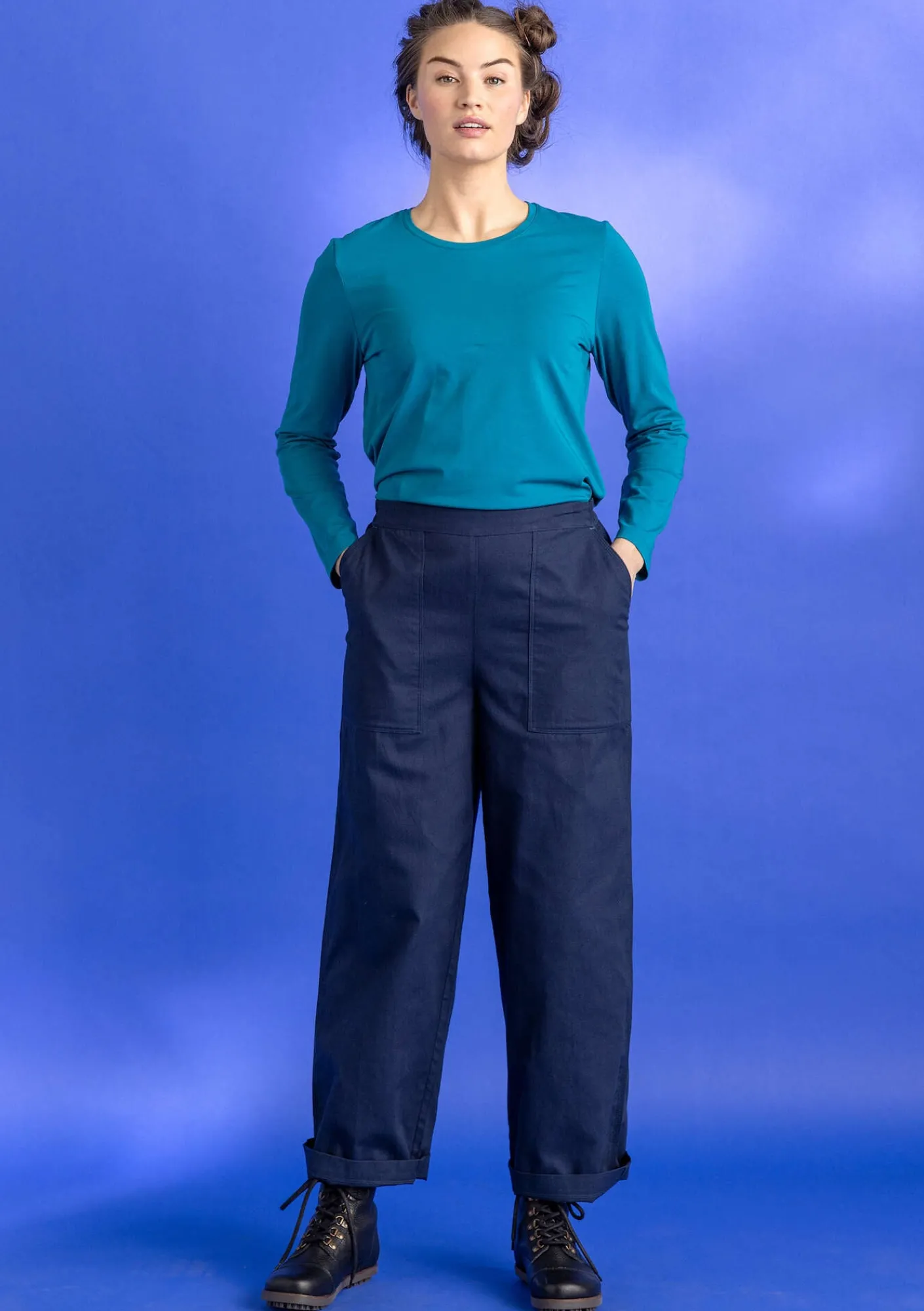 Gudrun Sjödén Trikåtop "Ylva" i ekologisk bomull/elastan Ljuspetrol Fashion