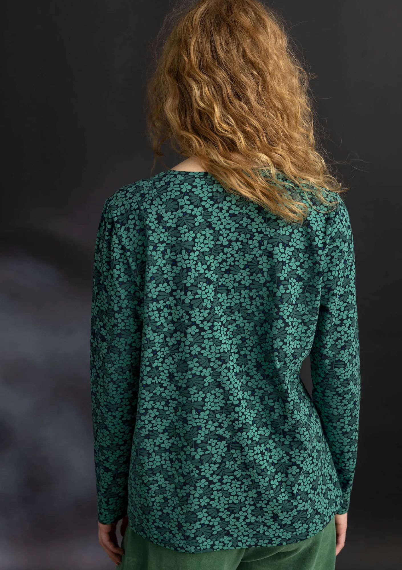 Gudrun Sjödén Trikåtop "Ylva" i ekologisk bomull/elastan Malakit/mönstrad Fashion