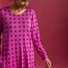 Gudrun Sjödén Trikåtunika "Tyra" i ekologisk bomull/modal Cerise/mönstrad New