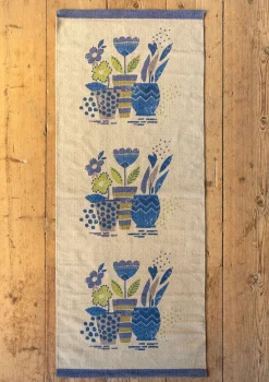Gudrun Sjödén Tryckt gångmatta "Flower pots" i ekologisk bomull Grålila Best